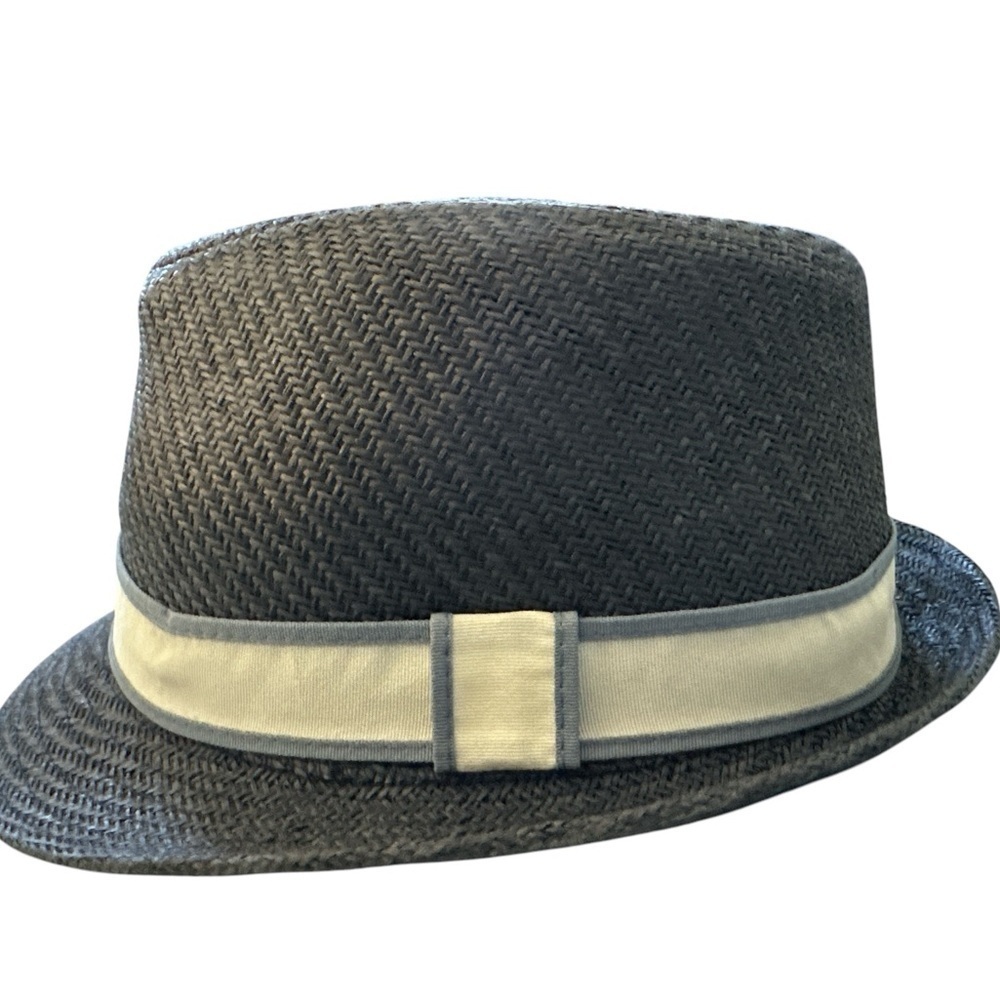 Goorin Brothers Blue Gray Straw Trilby Hat Fedora Mens Woven Summer Hat NWOT